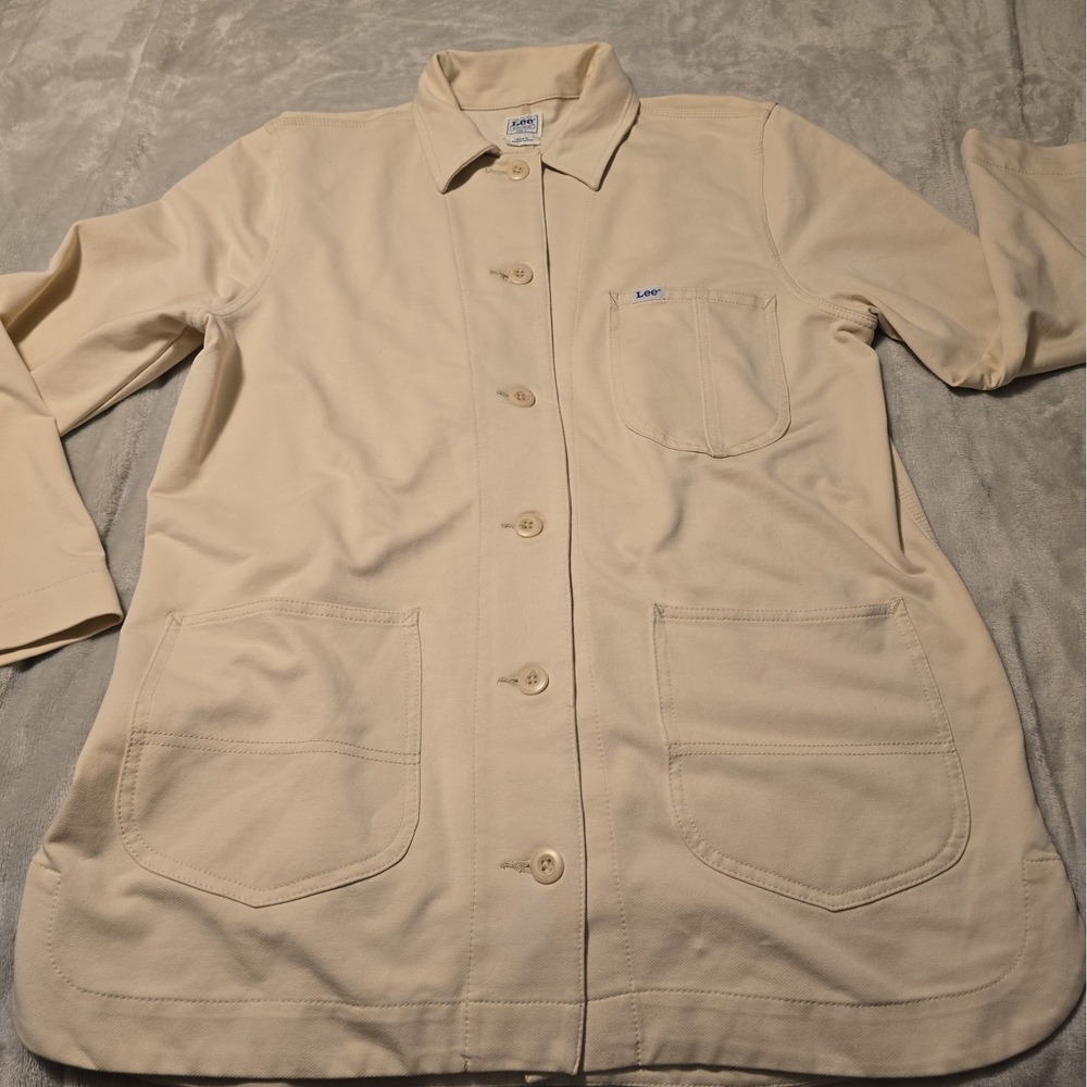 Vintage Lee Workwear Shirt Jacket Cream Beige Men's M Shacket Chore Coat